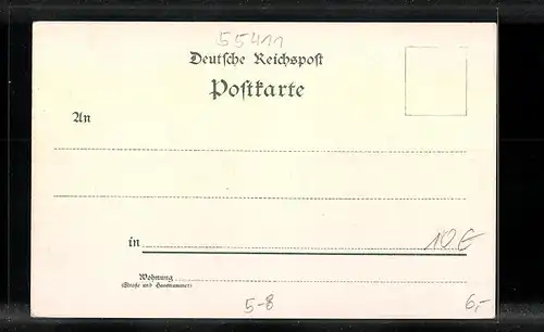 Lithographie Niederwald-Denkmal, Blick auf Rhein, Bingen und Bingerbrück