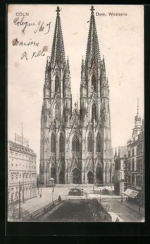 AK Cöln, Westseite vom Dom