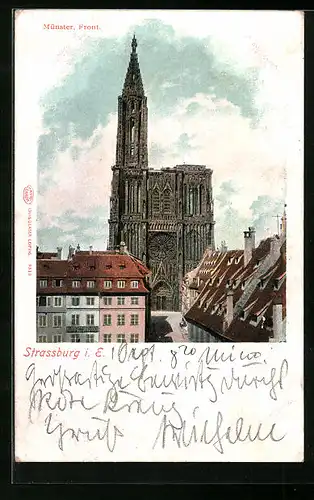 AK Strassburg, Frontansicht des Münster
