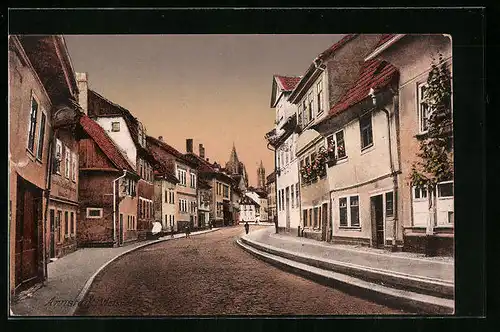 AK Arnstadt, Abendstimmung in der Strasse an der Weisse