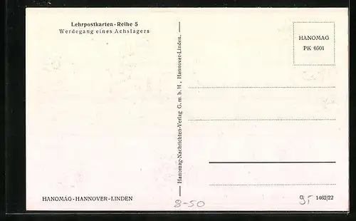 AK Fabrikarbeiter beim Einformen einer Lagerschale, Werdegang eiens Achslagers, Hanomag