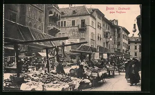 AK Bozen, Obstmarkt gegen Torglhaus