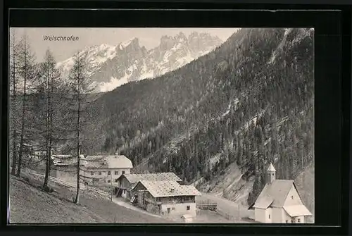 AK Welschnofen, Ortsansicht aus der Vogelschau