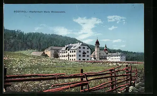 AK Maria Weissenstein, Ortspartie mit Kloster und Wallfahrtskirche