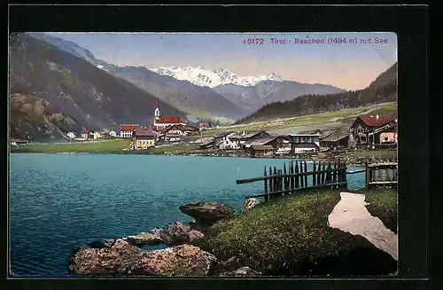 AK Reschen am See, Blick zur Kirche