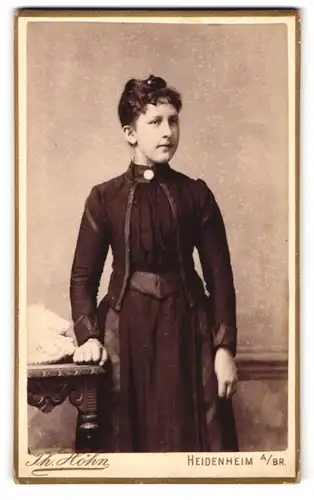 Fotografie Th. Höhn, Heidenheim a. Br., Portrait bildschönes Fräulein im prachtvollen Kleid