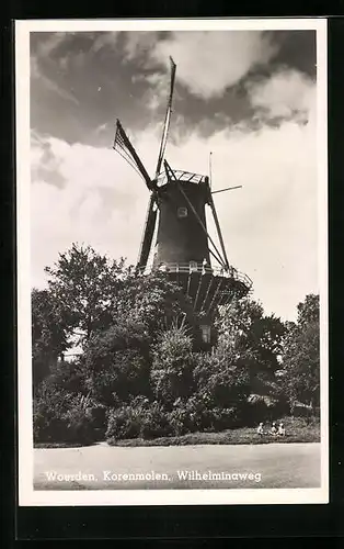 AK Woerden, Korenmolen, Wilhelminaweg, Windmühle