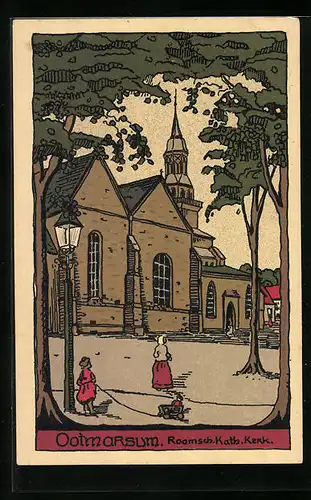 Steindruck-AK Ootmarsum, R. K. Kerk
