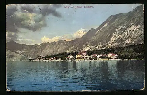 AK Dobrota, Ortsansicht vom Wasser aus gesehen