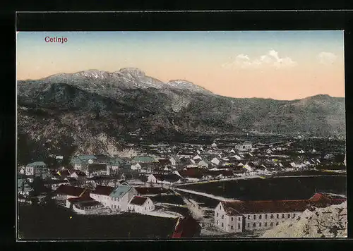 AK Cetinje, Ortsansicht aus der Vogelschau