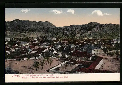 AK Cetinje, Ortsansicht von Westen gesehen