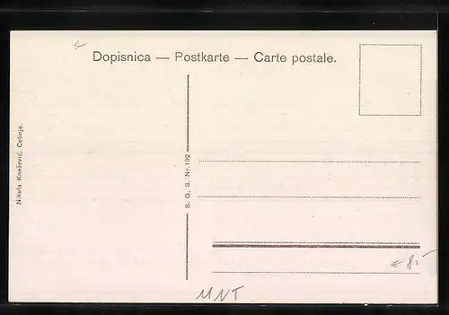 AK Cetinje, Ortsansicht von Westen gesehen