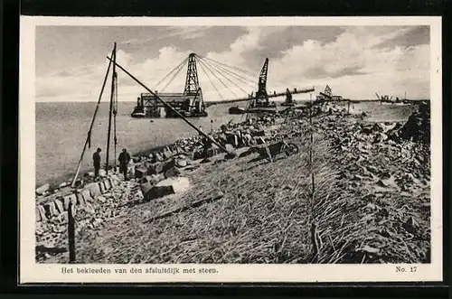 AK Zuiderzeewerken, Het bekleeden van den afsluitdijk met steen