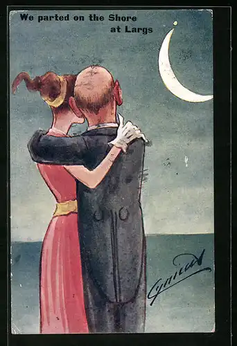 Künstler-AK Cynicus: Paar betrachtet den Mond