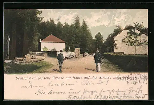 AK Senones, Deutsch-Französische Grenze am Hantz auf der Strasse nach Senones