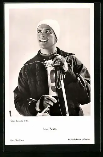 AK Schauspieler Toni Sailer in dem Film Der schwarze Blitz