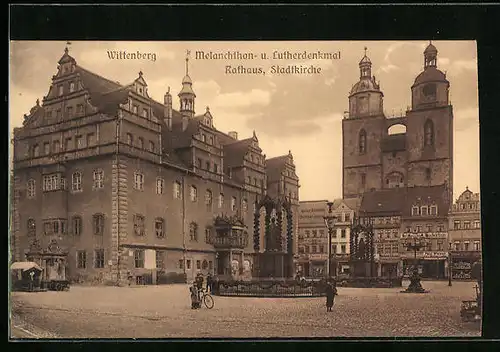 AK Wittenberg, Melanchthon- und Lutherdenkmal, Rathaus, Stadtkirche