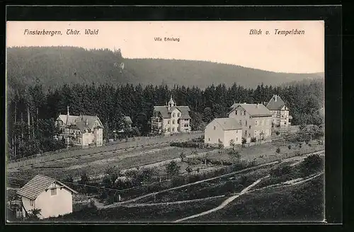 AK Finsterbergen / Thür. Wald, Blick vom Tempelchen auf Villa Erholung