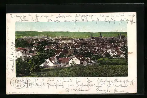 AK Ansbach, Panoramablick von der Bergwiese