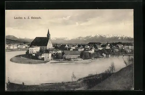 AK Laufen a. d. Salzach, Panorama mit Kirche
