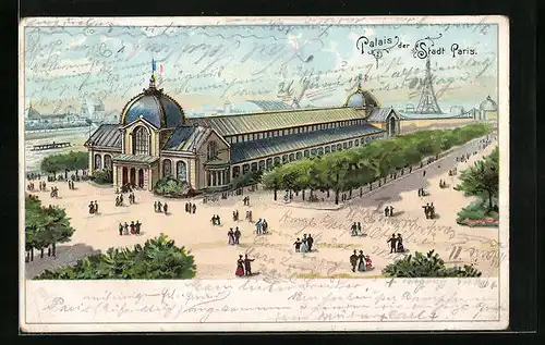 Lithographie Paris, Exposition universelle de 1900, Palais der Stadt