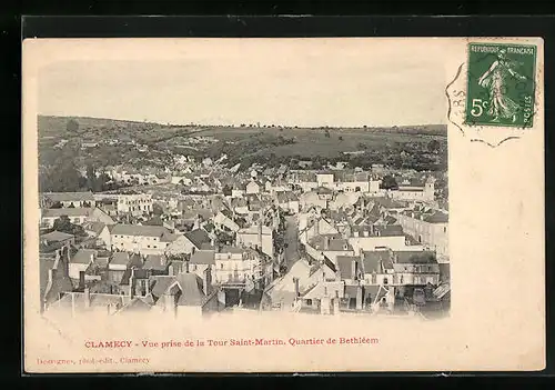AK Clamecy, Vue prise de la Tour Saint-Martin, Quartier de Bethléem