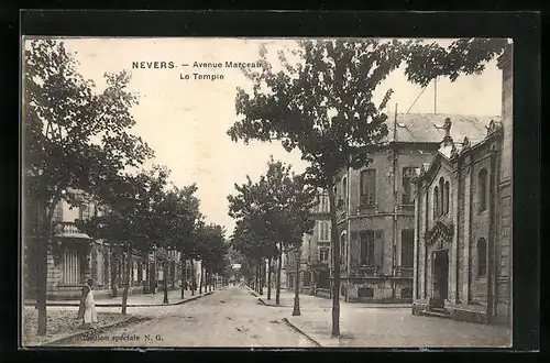 AK Nevers, Avenue Marceau, le Temple