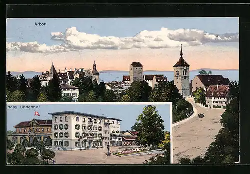 AK Arbon, Hotel Lindenhof, Teilansicht mit Strassenpartie