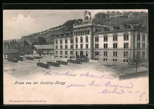 AK Brugg, Kaserne mit Soldaten