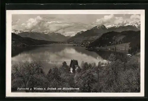 AK Dellach am Millstätterssee, Fernsicht g. Westen v. Ort