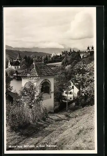 AK Millstatt a. See, Uferpartie mit Kirche