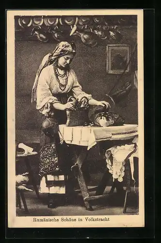 AK Rumänische Frau in Volkstracht