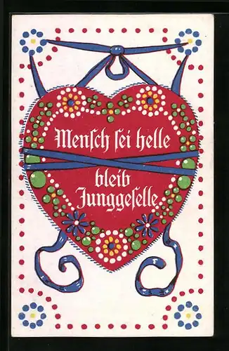 AK Lebkuchen mit Spruch Mensch sei helle bleib Junggeselle