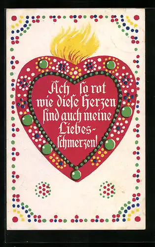 AK Lebkuchen mit Spruch Ach so rot wi viele Herzen sind auch meine Liebesschmerzen!