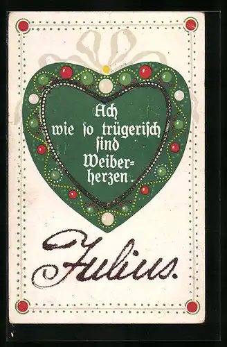 AK Lebkuchen mit Spruch Ach wie so trügerisch sind Weiberherzen