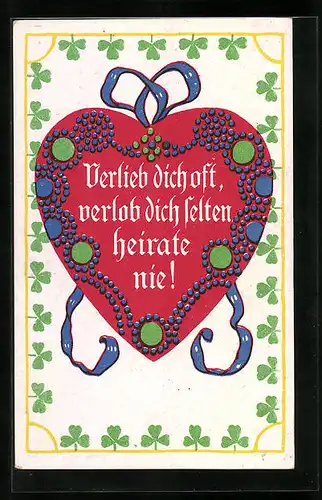 AK Bunter Lebkuchen mit Spruch Verlieb dich oft, verlob dich selten, heirate nie!