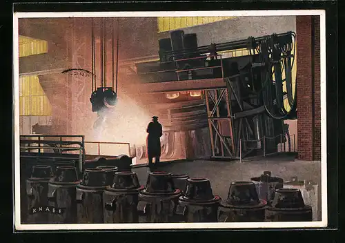 AK Fabrikarbeiter am Lichtbogenofen für 30 t-Einsatz zur Erzeugung von Edelstahl