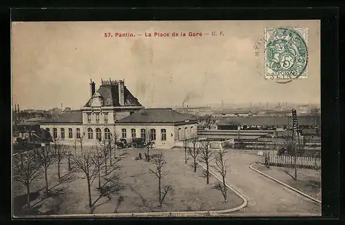 AK Pantin, La Place de la Gare, Bahnhof