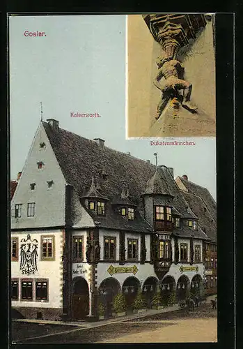 AK Goslar, Hotel Kaiserworth, Dukatenmännchen