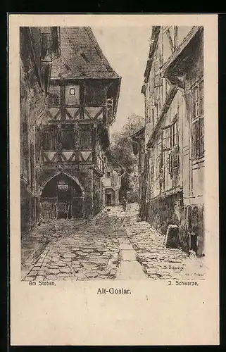 AK Alt-Goslar, Strassenpartie Am Stoben