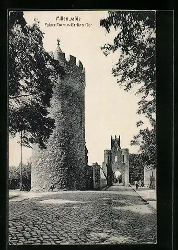 AK Mittenwalde, Pulver-Turm u. Berliner-Tor