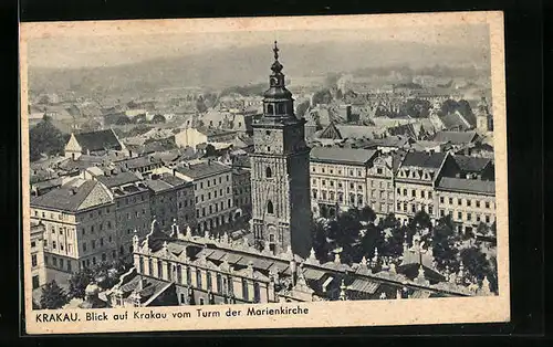 AK Krakau, Blick vom Turm der Marienkirche