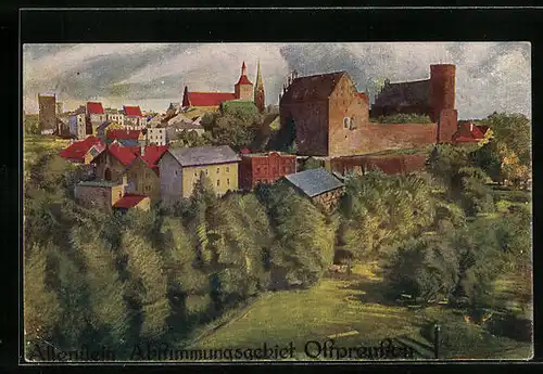 AK Allenstein, Ortsansicht aus der Vogelschau