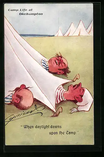 Künstler-AK Cynicus: Camp Life at Okehampton - When daylight daws upon the Camp