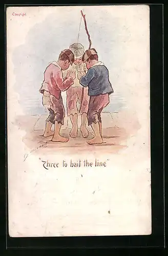 Künstler-AK Cynicus: Three to bait the line