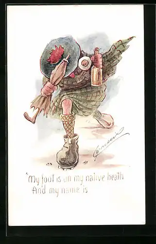 Künstler-AK Cynicus: My foot is on my native heath and my name is