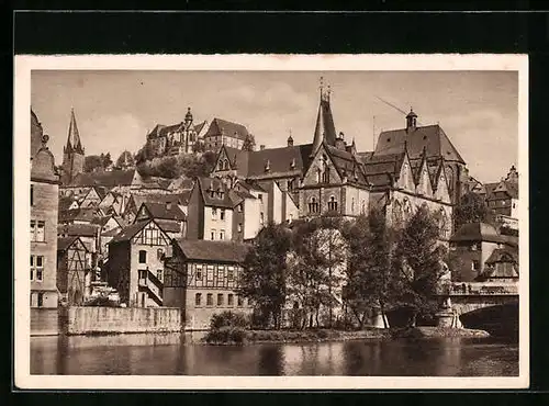 AK Ganzsache WHW Winterhilfswerk, Marburg, Teilansicht