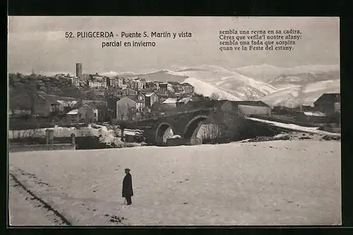 AK Puigcerda, Puente S. Martin y vista parcial en invierno
