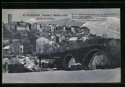 AK Puigcerda, Puente S. Martin y vista parcial en invierno