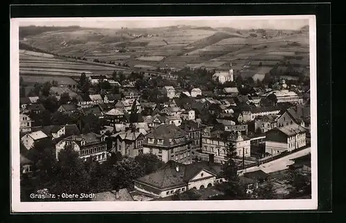 AK Graslitz, Obere Stadt aus der Vogelschau